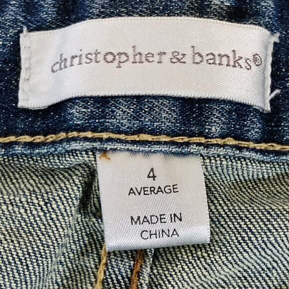 christopher & Banks Women's Blue Jeans Size 4 Average Boot Cut Low Rise Stretch - Picture 5 of 9